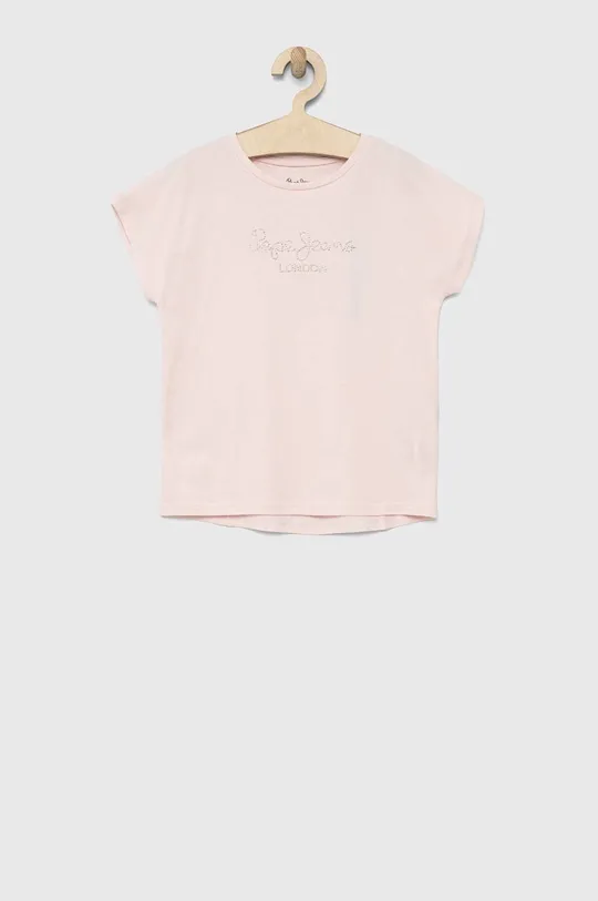 różowy Pepe Jeans t-shirt bawełniany dziecięcy Nuria Dziewczęcy