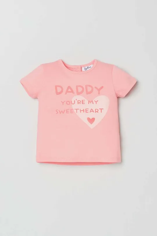 różowy OVS t-shirt bawełniany niemowlęcy Dziewczęcy