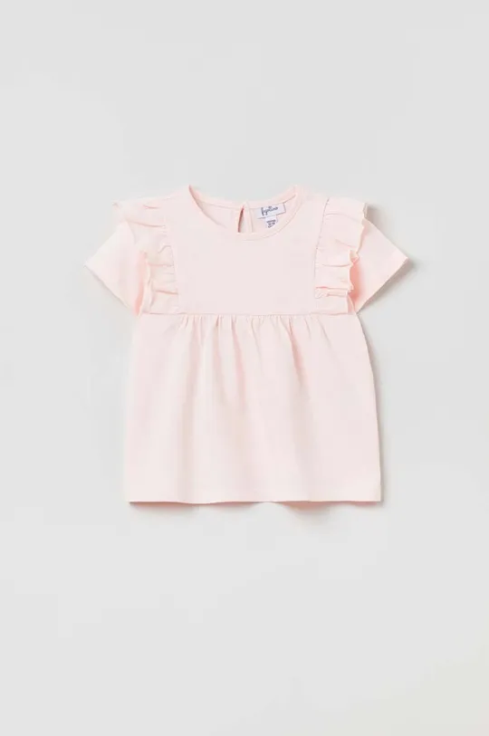 różowy OVS t-shirt bawełniany niemowlęcy Dziewczęcy