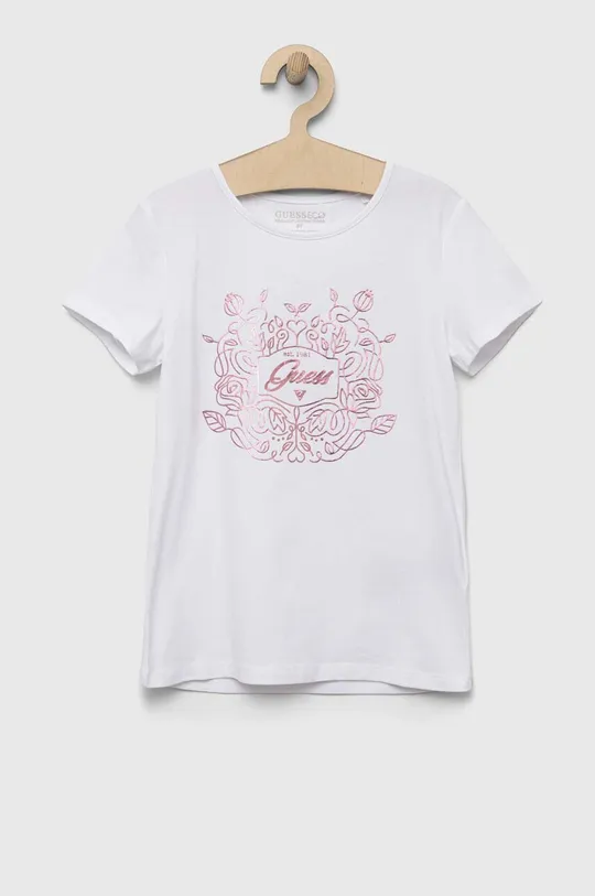 λευκό Παιδικό βαμβακερό μπλουζάκι Guess Για κορίτσια