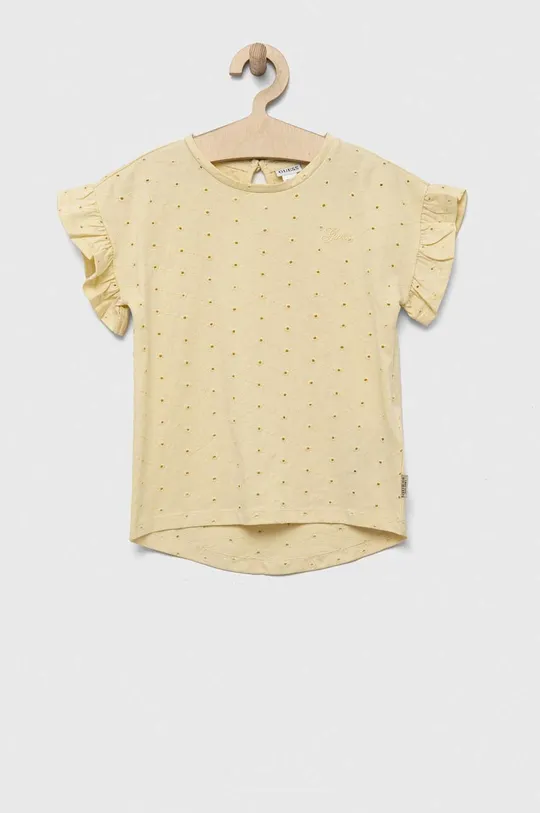 жёлтый Детская хлопковая футболка Guess Для девочек