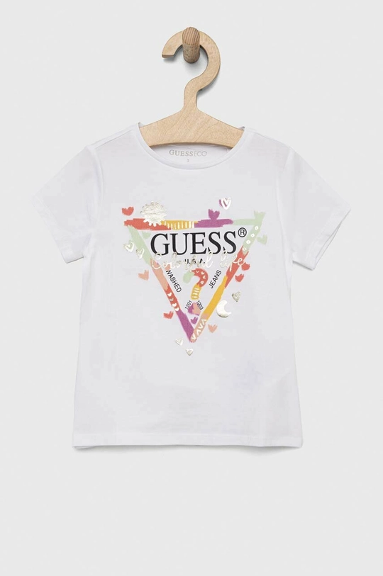 biały Guess t-shirt dziecięcy Dziewczęcy