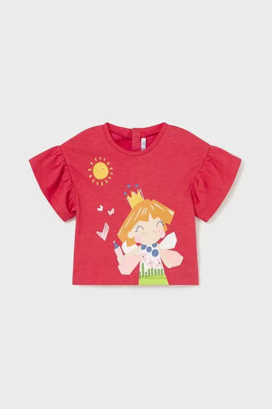 czerwony Mayoral t-shirt bawełniany niemowlęcy Dziewczęcy