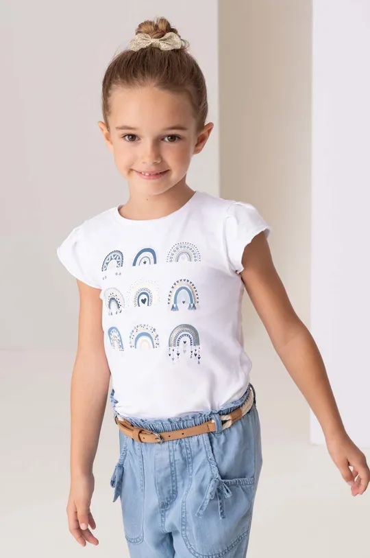 λευκό Παιδικό βαμβακερό μπλουζάκι Mayoral Για κορίτσια
