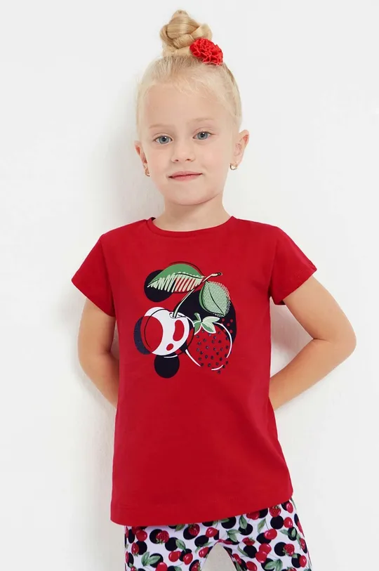 czerwony Mayoral t-shirt bawełniany dziecięcy Dziewczęcy