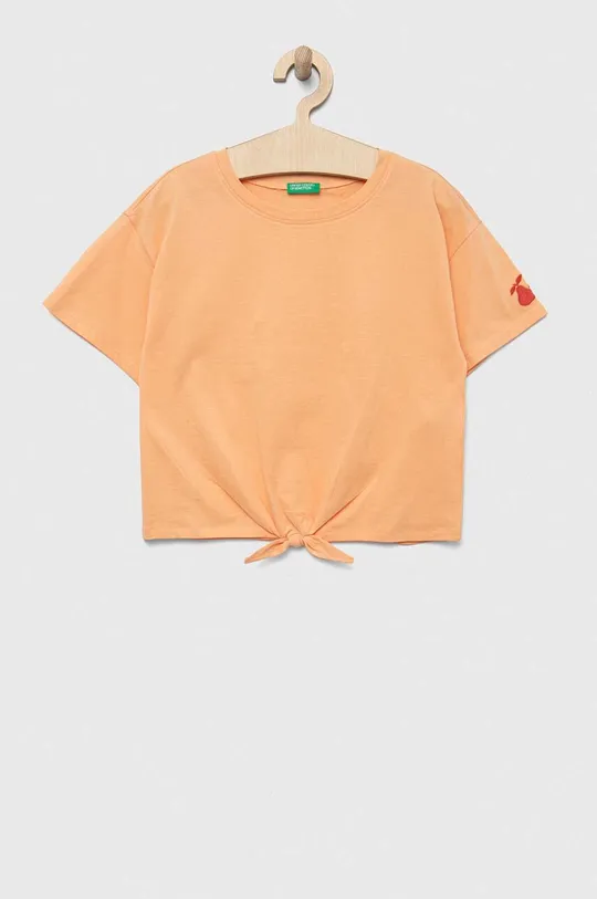 narancssárga United Colors of Benetton gyerek pamut póló Lány