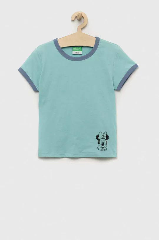 turkusowy United Colors of Benetton t-shirt bawełniany dziecięcy Dziewczęcy