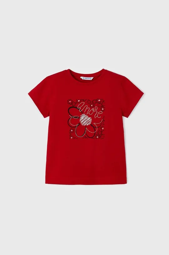 ostrá červená Dětské bavlněné tričko Mayoral Dívčí