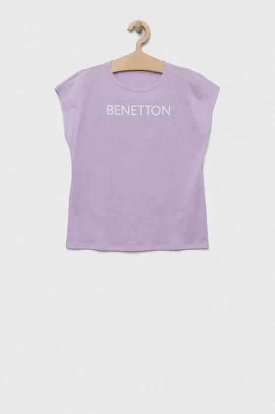 fialová Detské bavlnené tričko United Colors of Benetton Dievčenský