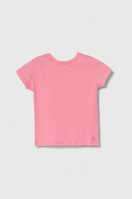 różowy United Colors of Benetton t-shirt bawełniany dziecięcy Dziewczęcy
