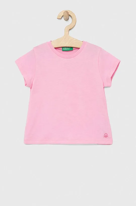 ροζ Παιδικό βαμβακερό μπλουζάκι United Colors of Benetton Για κορίτσια