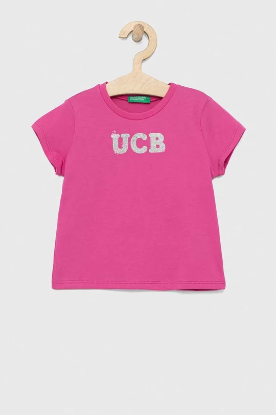 lila United Colors of Benetton gyerek pamut póló Lány