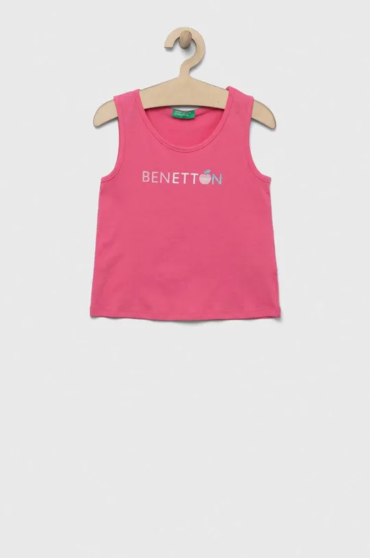 różowy United Colors of Benetton top bawełniany dziecięcy Dziewczęcy