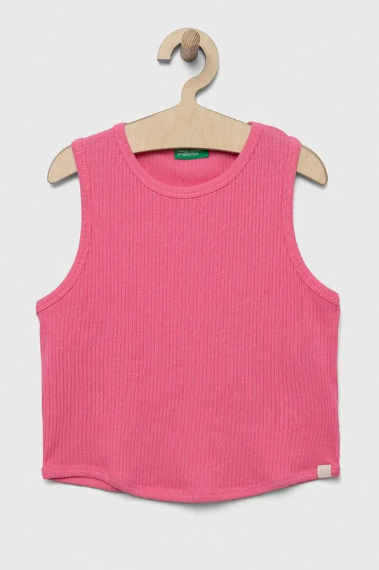 рожевий Дитячий бавовняний топ United Colors of Benetton Для дівчаток
