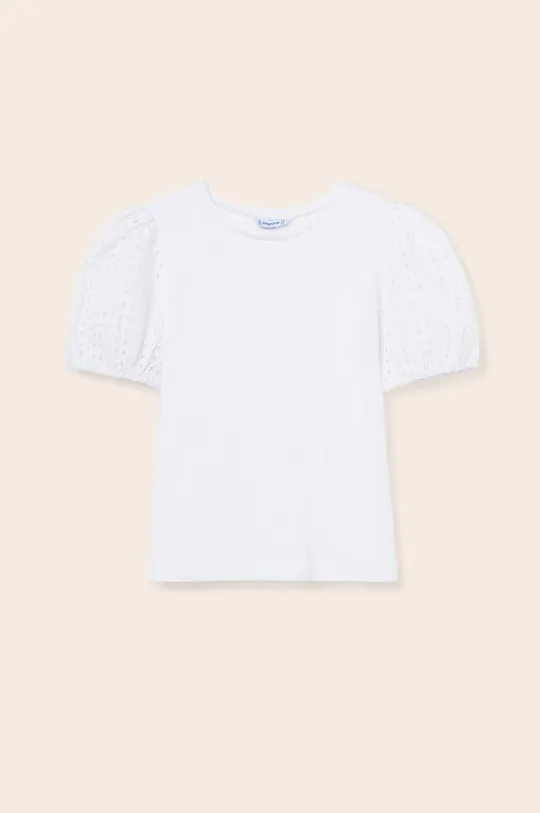 biały Mayoral t-shirt bawełniany dziecięcy Dziewczęcy