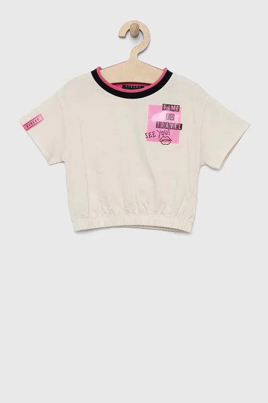 бежевий Дитяча бавовняна футболка Sisley Для дівчаток