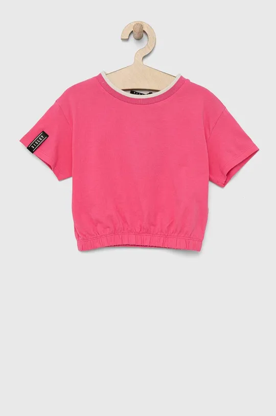 fialovo-růžová Dětské bavlněné tričko Sisley Dívčí