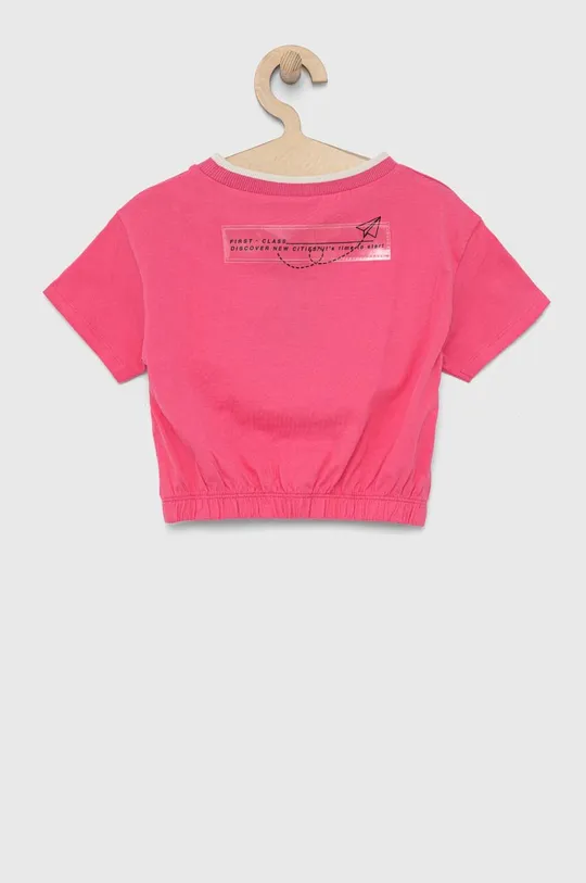Παιδικό βαμβακερό μπλουζάκι Sisley ροζ
