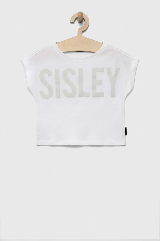 bijela Dječja pamučna majica kratkih rukava Sisley Za djevojčice