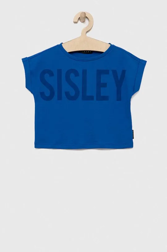 granatowy Sisley t-shirt bawełniany dziecięcy Dziewczęcy