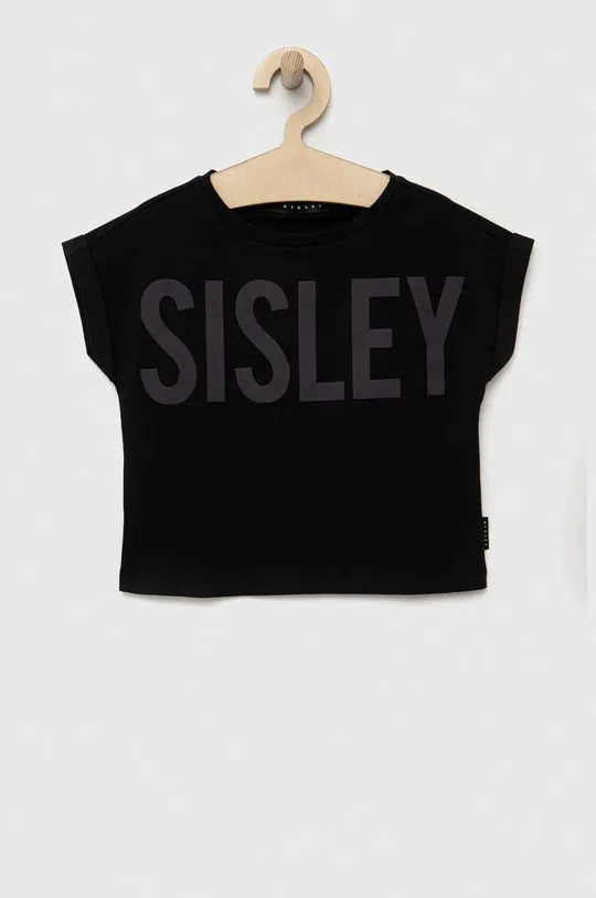 fekete Sisley gyerek pamut póló Lány