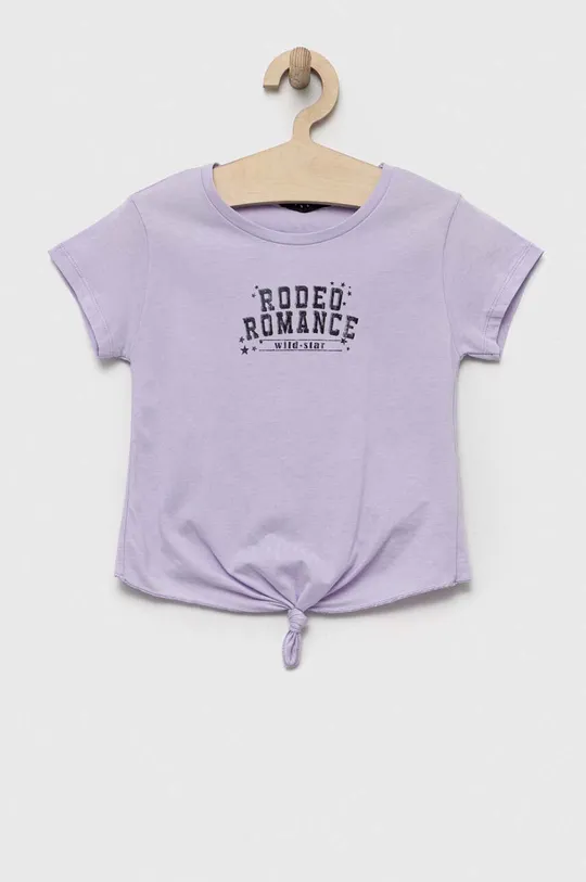 fioletowy Sisley t-shirt bawełniany dziecięcy Dziewczęcy