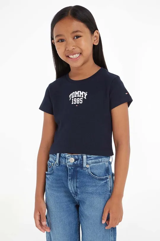 granatowy Tommy Hilfiger t-shirt dziecięcy Dziewczęcy