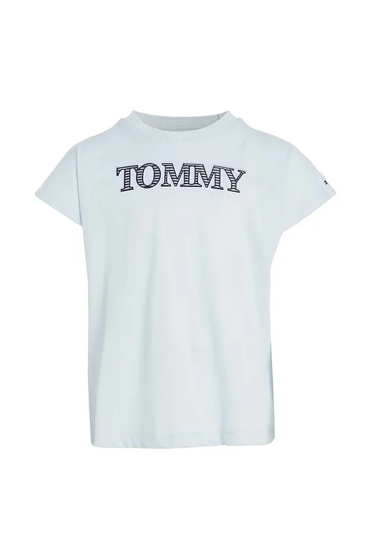 Otroška bombažna kratka majica Tommy Hilfiger modra