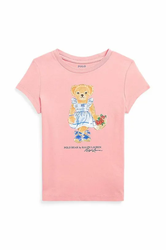 розовый Детская хлопковая футболка Polo Ralph Lauren Для девочек