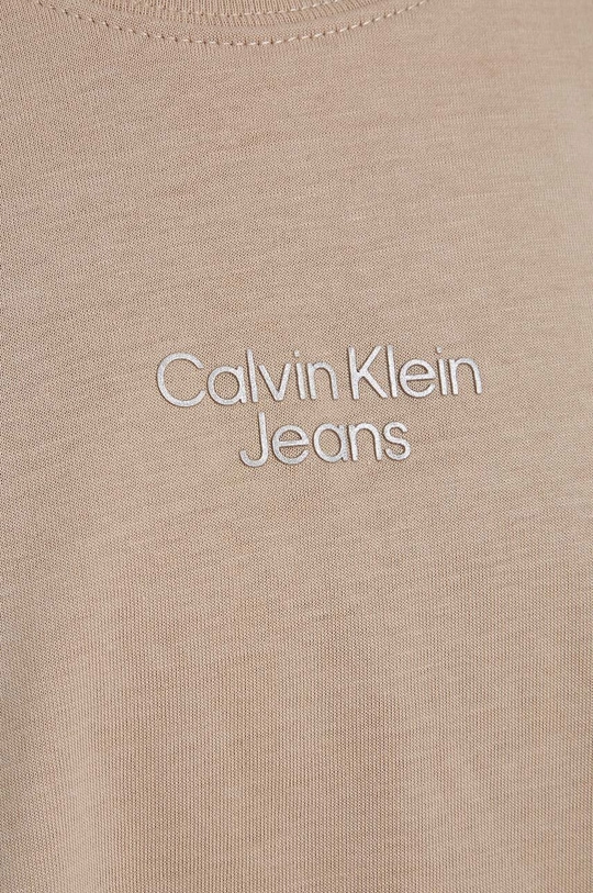 beżowy Calvin Klein Jeans t-shirt bawełniany dziecięcy