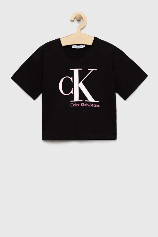 Детская хлопковая футболка Calvin Klein Jeans чёрный
