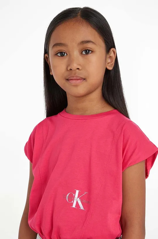 Dječja pamučna majica kratkih rukava Calvin Klein Jeans Za djevojčice
