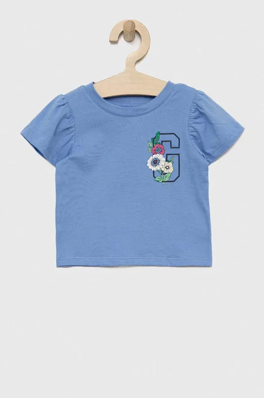 блакитний Дитяча бавовняна футболка GAP Для дівчаток