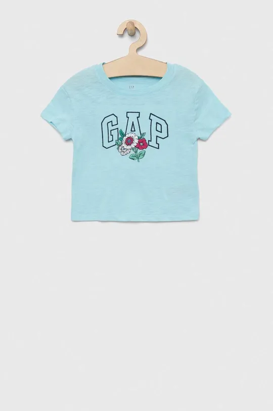 голубой Детская хлопковая футболка GAP Для девочек
