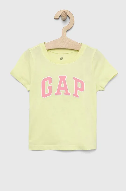 жёлтый Детская хлопковая футболка GAP Для девочек
