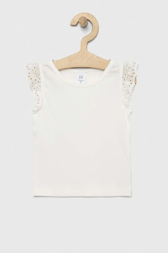 bijela Dječja pamučna majica kratkih rukava GAP Za djevojčice