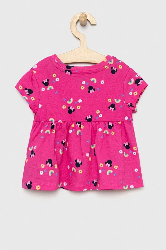 Παιδικό βαμβακερό μπλουζάκι GAP x Disney ροζ