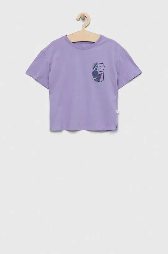 фиолетовой Детская хлопковая футболка GAP Для девочек