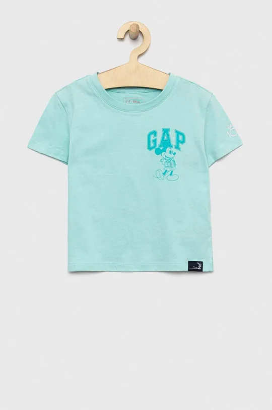 бірюзовий Дитяча бавовняна футболка GAP x Disney Для дівчаток