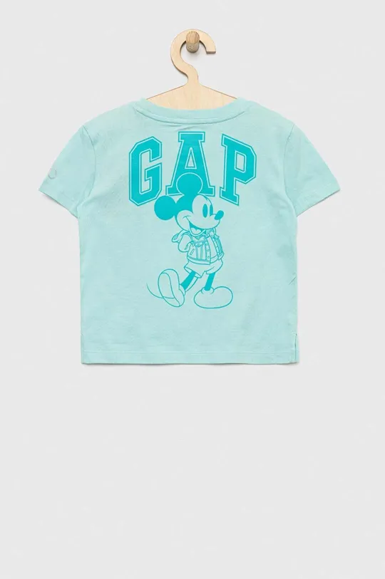 Παιδικό βαμβακερό μπλουζάκι GAP x Disney τιρκουάζ