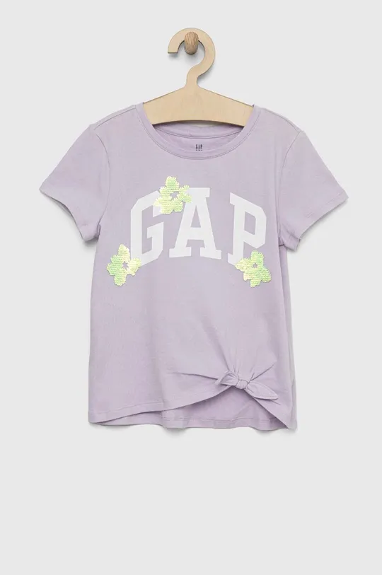 фіолетовий Дитяча бавовняна футболка GAP Для дівчаток