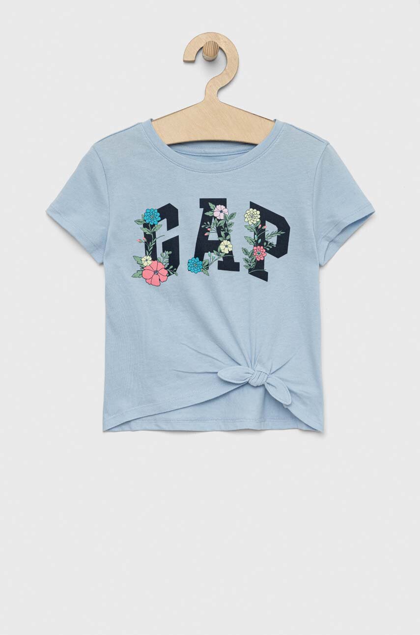 niebieski GAP t-shirt bawełniany dziecięcy Dziewczęcy