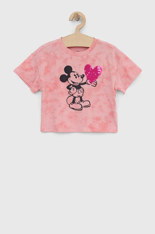 różowy GAP t-shirt bawełniany dziecięcy x Myszka Miki Dziewczęcy