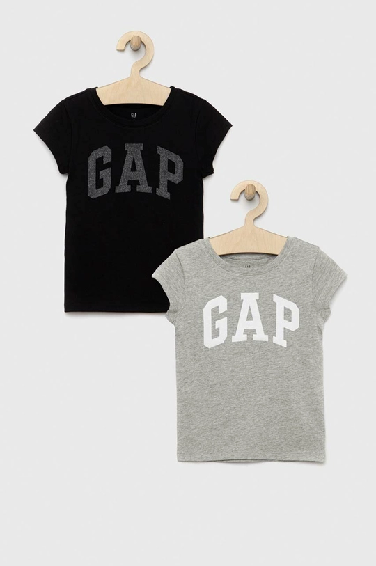 czarny GAP t-shirt bawełniany dziecięcy 2-pack Dziewczęcy