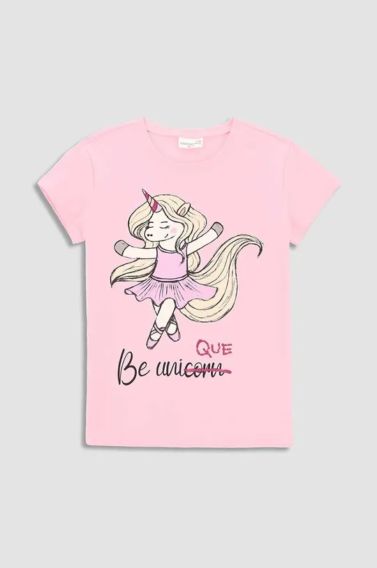 różowy Coccodrillo t-shirt bawełniany dziecięcy Dziewczęcy