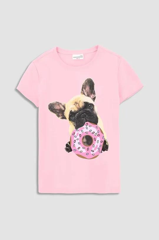 Παιδικό βαμβακερό μπλουζάκι Coccodrillo ροζ