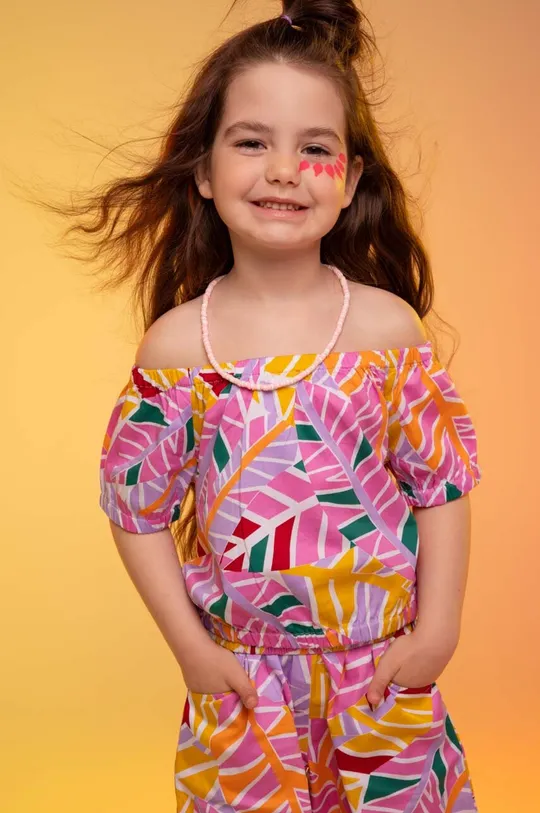 μωβ Παιδικό βαμβακερό μπλουζάκι Coccodrillo Για κορίτσια