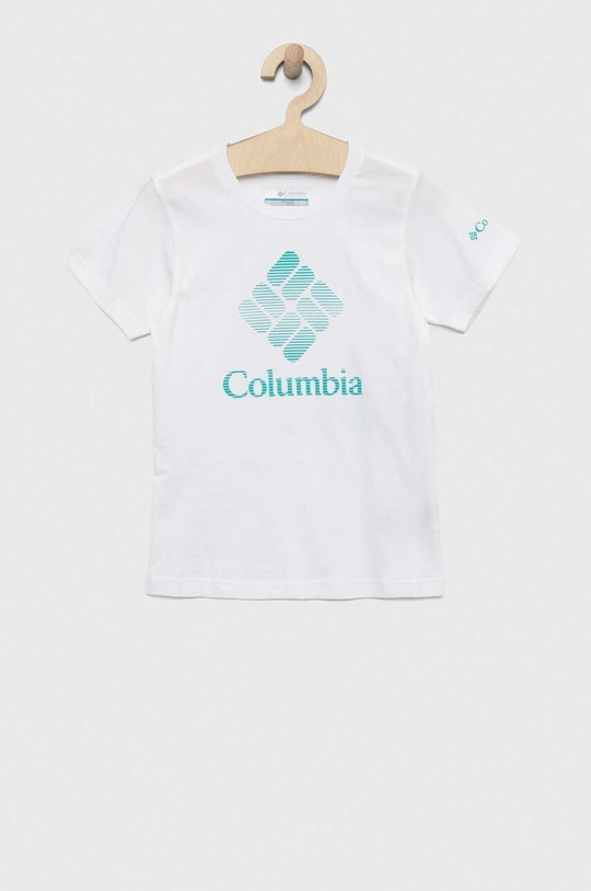 bela Otroška bombažna kratka majica Columbia Mission Lake Short Sleeve Graphic Shirt Dekliški