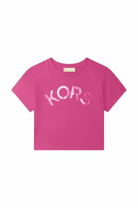 vijolična Otroška bombažna kratka majica Michael Kors Dekliški