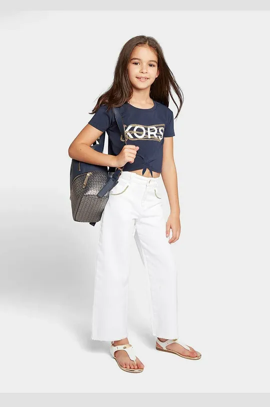 темно-синій Дитяча бавовняна футболка Michael Kors Для дівчаток